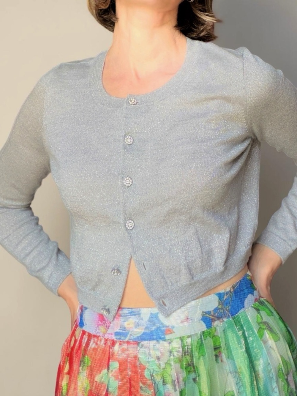 Talbots Petites Metallic Merino Wool Cardigan – Size SP